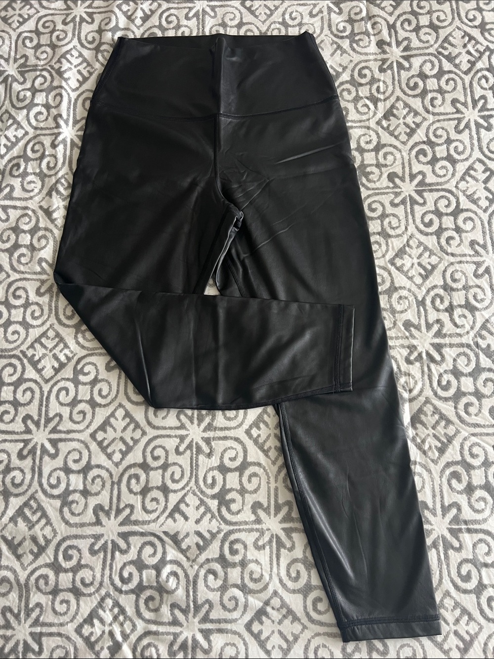 90 Degree By Reflex Black Faux Leather High-Waist Leggings